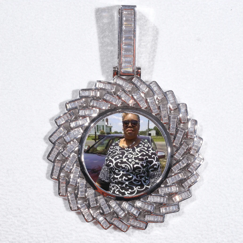 Large 3D Baguette Custom Picture Pendant