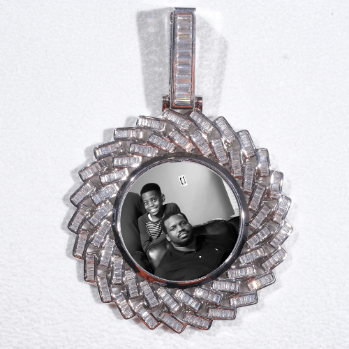 Large 3D Baguette Custom Picture Pendant
