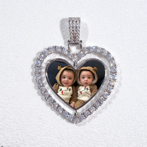 3D Spinning 2-Faced Heart Custom Picture Pendant