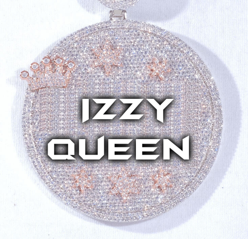 CUSTOM LETTER NECKLACE 3D BIG CROWN DISC