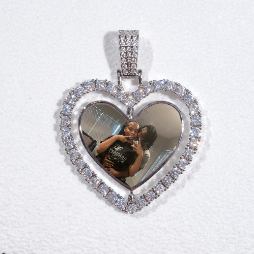 3D Spinning 2-Faced Heart Custom Picture Pendant