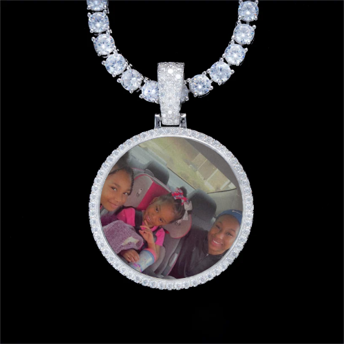925S & VVS Moissanite 3D Circle Custom Picture Pendant