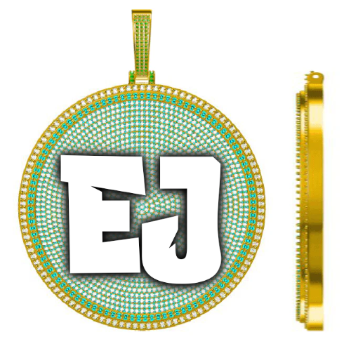 CUSTOM LETTER NECKLACE 3D BIG DISC