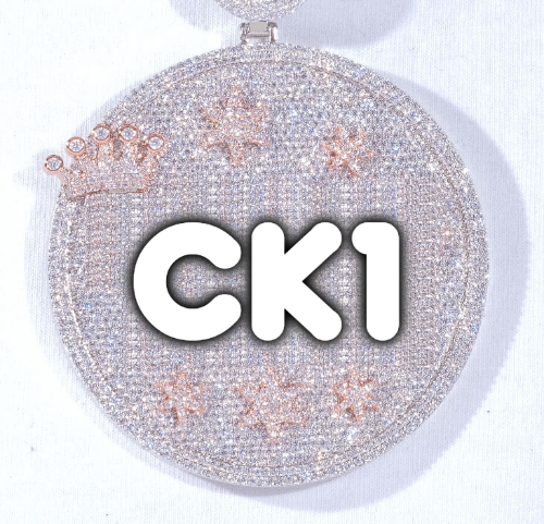 CUSTOM LETTER NECKLACE 3D BIG CROWN DISC