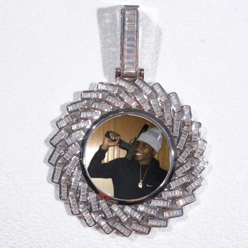 Large 3D Baguette Custom Picture Pendant