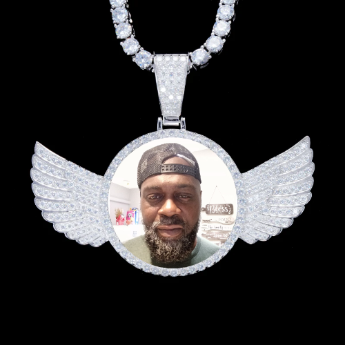 925S & VVS Moissanite 3D Wing Custom Picture Pendant