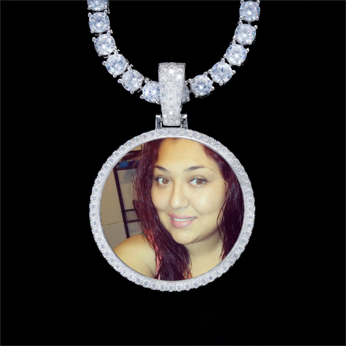 925S & VVS Moissanite 3D Circle Custom Picture Pendant