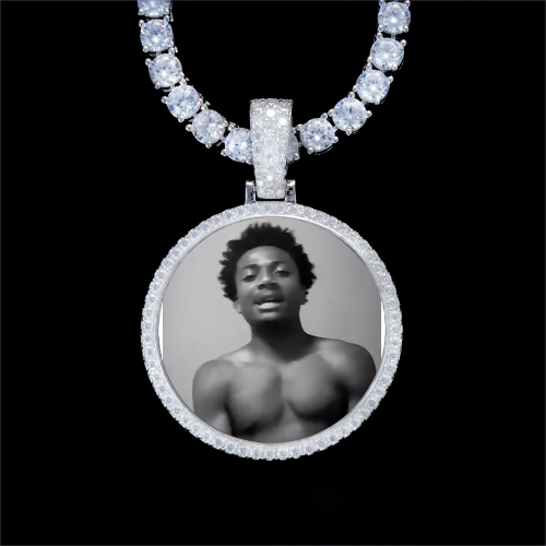 925S & VVS Moissanite 3D Circle Custom Picture Pendant