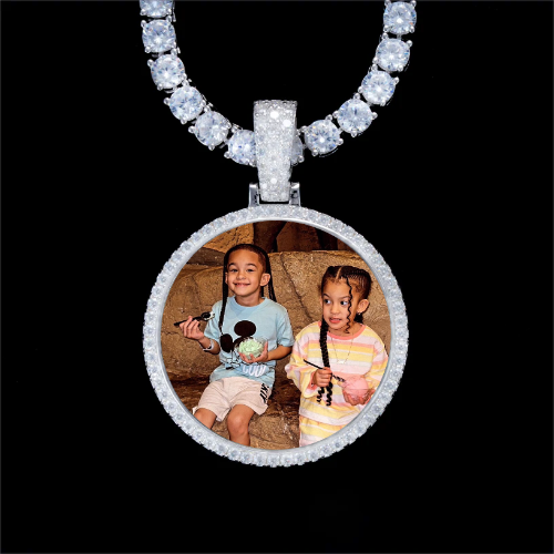 925S & VVS Moissanite 3D Circle Custom Picture Pendant