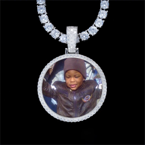 925S & VVS Moissanite 3D Circle Custom Picture Pendant