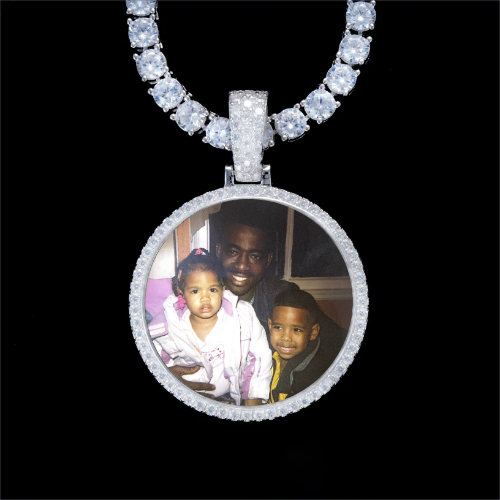925S & VVS Moissanite 3D Circle Custom Picture Pendant