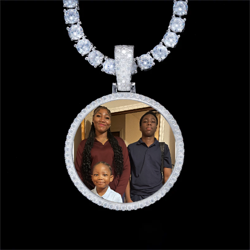 925S & VVS Moissanite 3D Circle Custom Picture Pendant