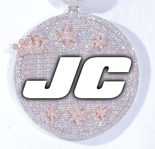 CUSTOM LETTER NECKLACE 3D BIG CROWN DISC