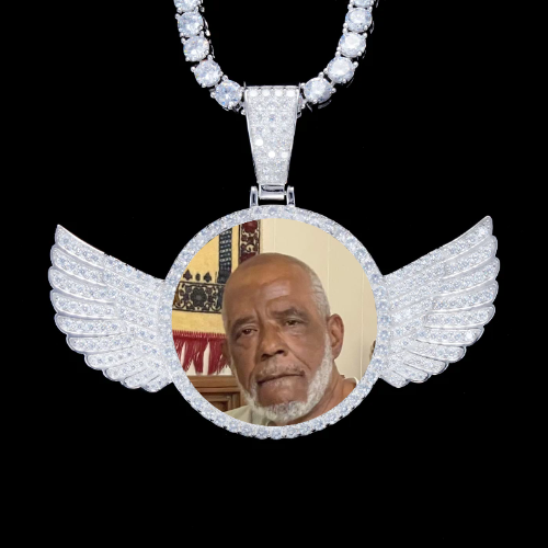 925S & VVS Moissanite 3D Wing Custom Picture Pendant