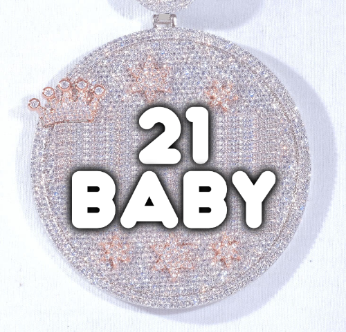 CUSTOM LETTER NECKLACE 3D BIG CROWN DISC