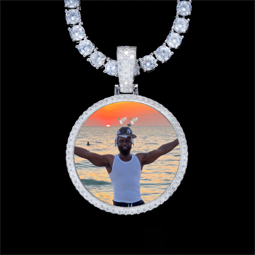 925S & VVS Moissanite 3D Circle Custom Picture Pendant