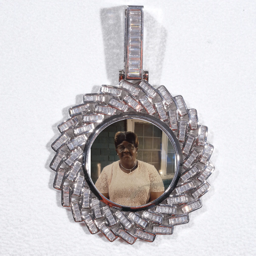 Large 3D Baguette Custom Picture Pendant