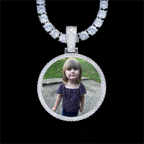 925S & VVS Moissanite 3D Circle Custom Picture Pendant