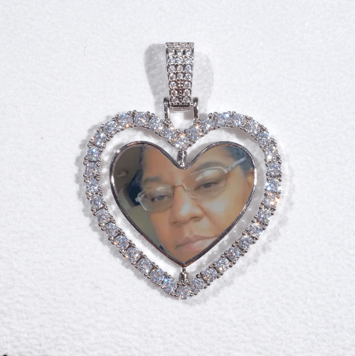 3D Spinning 2-Faced Heart Custom Picture Pendant