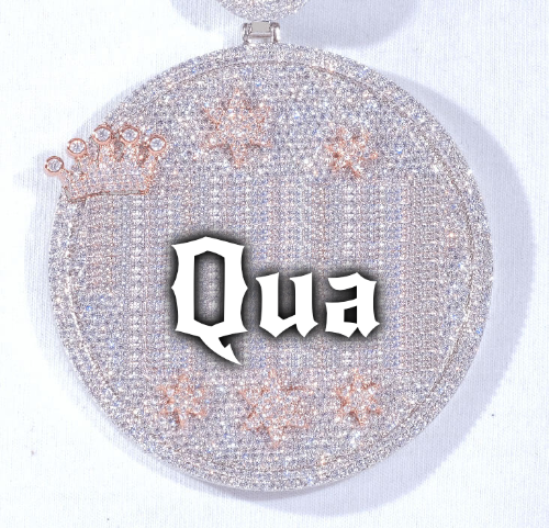 CUSTOM LETTER NECKLACE 3D BIG CROWN DISC