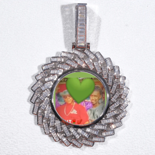 Large 3D Baguette Custom Picture Pendant