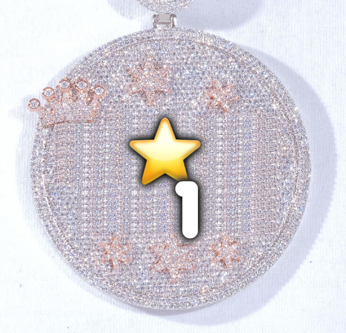 CUSTOM LETTER NECKLACE 3D BIG CROWN DISC