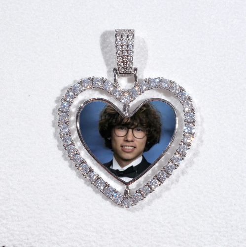 3D Spinning 2-Faced Heart Custom Picture Pendant