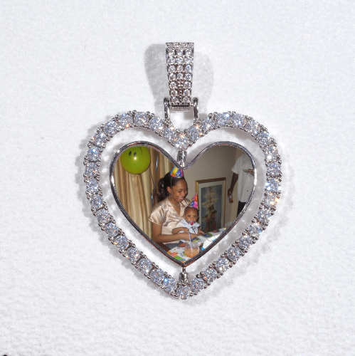 3D Spinning 2-Faced Heart Custom Picture Pendant
