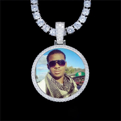 925S & VVS Moissanite 3D Circle Custom Picture Pendant