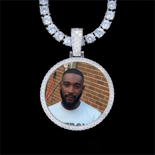 925S & VVS Moissanite 3D Circle Custom Picture Pendant