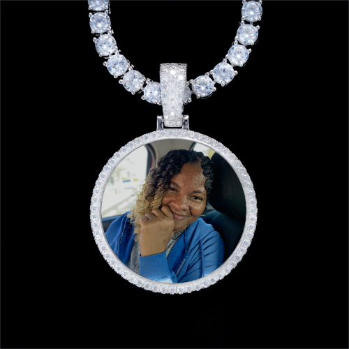 925S & VVS Moissanite 3D Circle Custom Picture Pendant