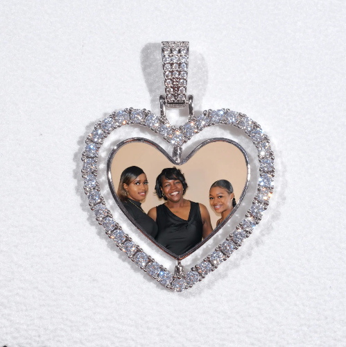3D Spinning 2-Faced Heart Custom Picture Pendant