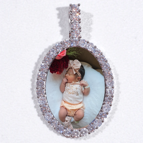 Large 3D Oval Custom Picture Pendant