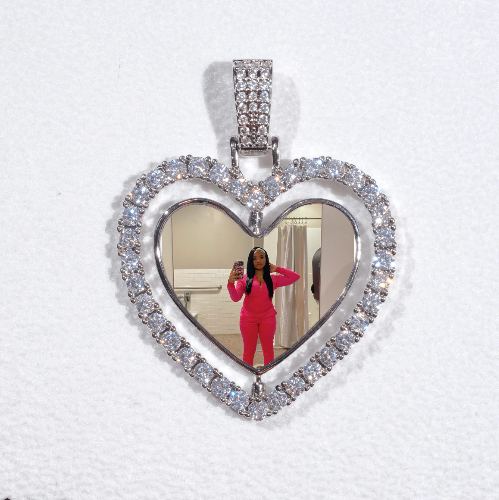 3D Spinning 2-Faced Heart Custom Picture Pendant
