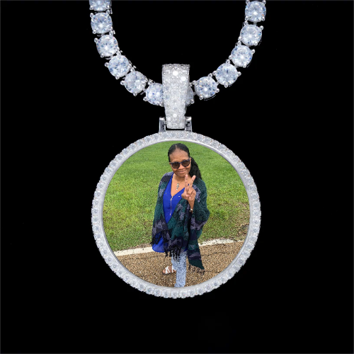 925S & VVS Moissanite 3D Circle Custom Picture Pendant