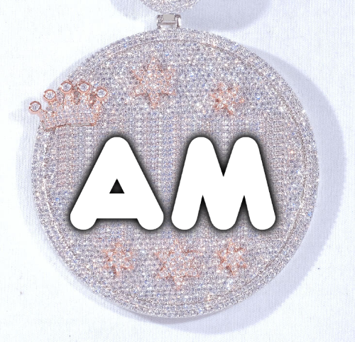 CUSTOM LETTER NECKLACE 3D BIG CROWN DISC