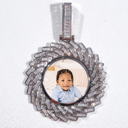 Large 3D Baguette Custom Picture Pendant