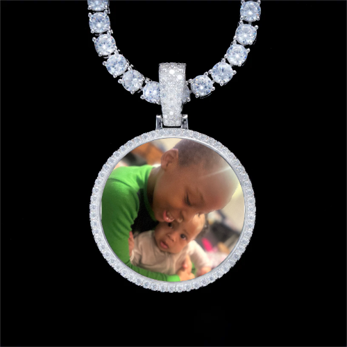 925S & VVS Moissanite 3D Circle Custom Picture Pendant