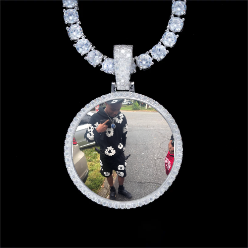 925S & VVS Moissanite 3D Circle Custom Picture Pendant