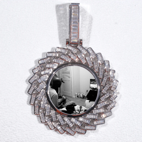 Large 3D Baguette Custom Picture Pendant