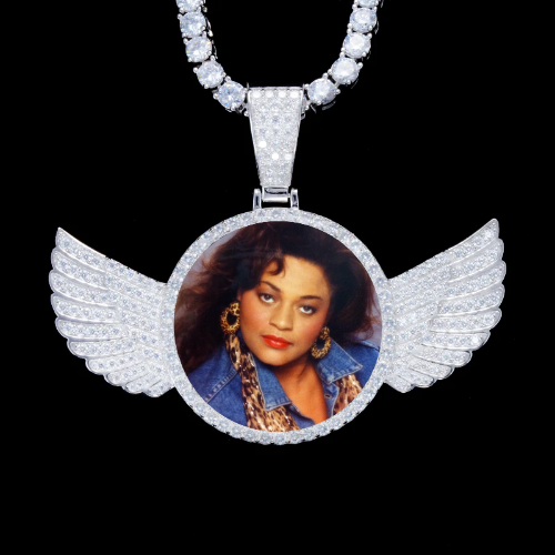 925S & VVS Moissanite 3D Wing Custom Picture Pendant