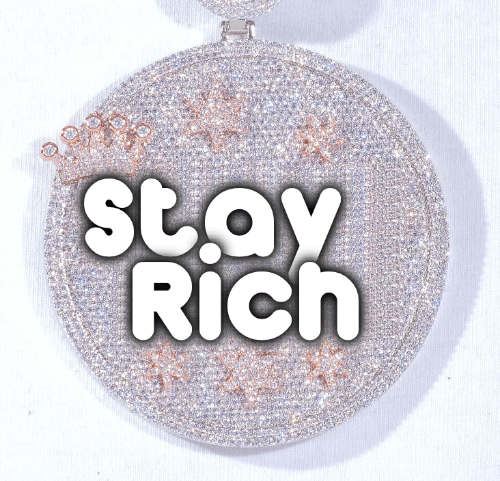 CUSTOM LETTER NECKLACE 3D BIG CROWN DISC