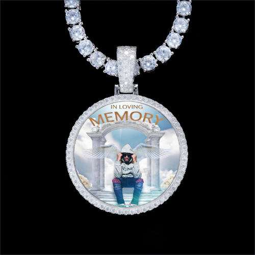 925S & VVS Moissanite 3D Circle Custom Picture Pendant