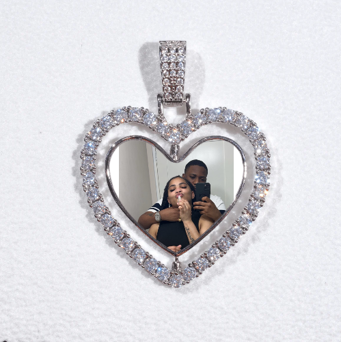 3D Spinning 2-Faced Heart Custom Picture Pendant