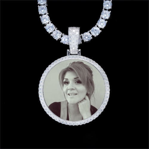 925S & VVS Moissanite 3D Circle Custom Picture Pendant