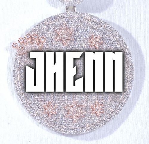 CUSTOM LETTER NECKLACE 3D BIG CROWN DISC
