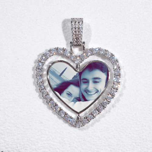 3D Spinning 2-Faced Heart Custom Picture Pendant