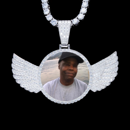 925S & VVS Moissanite 3D Wing Custom Picture Pendant