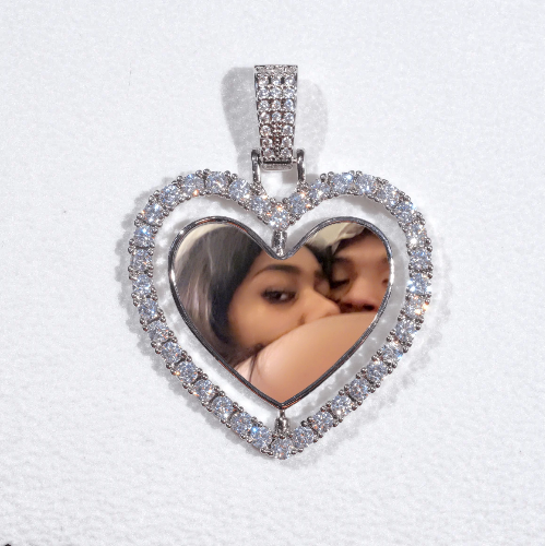 3D Spinning 2-Faced Heart Custom Picture Pendant