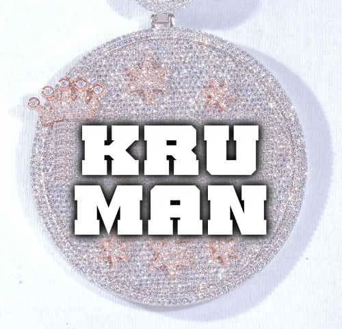 CUSTOM LETTER NECKLACE 3D BIG CROWN DISC